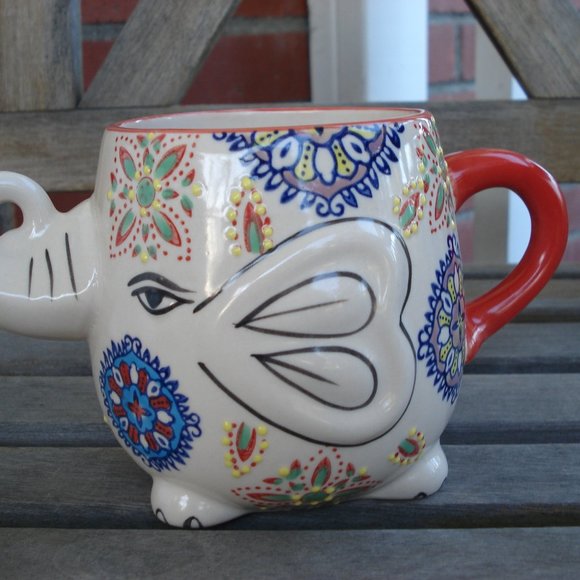 YOKOHAMA STUDIO ELEPHANT MUG Hand Painted 20 OZ Oversized - Picture 4 of 8
